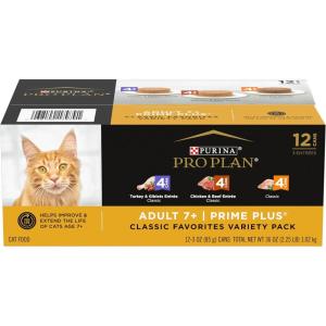 imagePurina Pro Plan Grain Free Senior Wet Cat Food Pate SENIOR Prime Plus Cod ampamp Shrimp Entree  Pack of 24 3 oz PullTop CansCherry