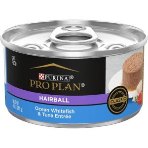 imagePurina Pro Plan Hairball Control Cat Food Wet Pate Hairball Ocean Whitefish and Tuna Entree  Pack of 24 3 oz CansOcean Whitefish Tuna