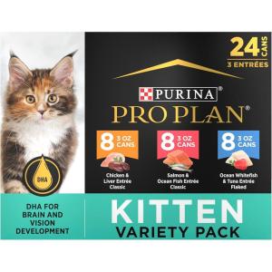 imagePurina Pro Plan High Protein Wet Kitten Food Variety Pack DEVELOPMENT Kitten Favorites  Pack of 24 3 oz Cans