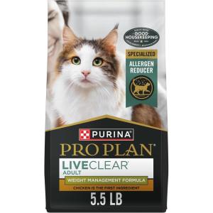 imagePurina Pro Plan LiveClear Cat Food Weight Management and Cat Allergen Reducer Chicken and Rice Formula  55 lb BagChicken  Rice