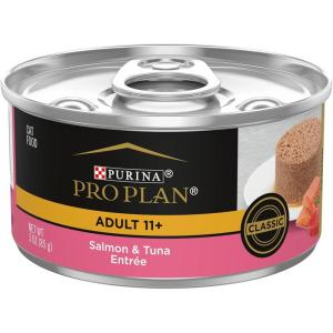 imagePurina Pro Plan Pate High Protein Senior Wet Cat Food SENIOR 11 Salmon ampamp Tuna Entree  Pack of 24 3 oz PullTop Cans