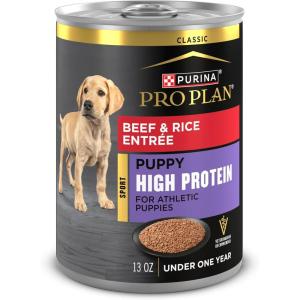 imagePurina Pro Plan Sport High Protein Puppy Food Beef ampamp Rice Entree Wet Formula  Pack of 12 13 oz Cans13 Ounce Pack of 12
