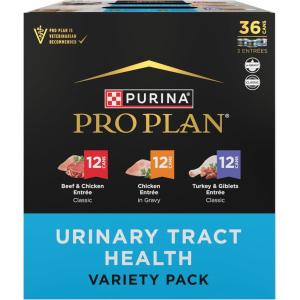 imagePurina Pro Plan Urinary Cat Food Wet Variety Pack Urinary Tract Health Chicken Beef and Chicken and Turkey and Giblets  Pack of 36 3 oz Cans