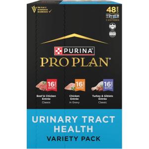imagePurina Pro Plan Urinary Cat Food Wet Variety Pack Urinary Tract Health Chicken Beef and Chicken and Turkey and Giblets  Pack of 48 3 Oz Cans