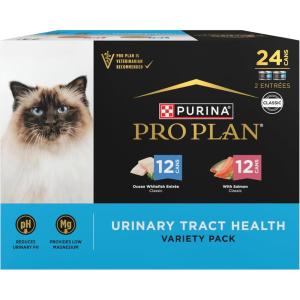 imagePurina Pro Plan Urinary Tract Health Pate Cat Food Variety Pack Ocean Whitefish And With Salmon Entrees  Pack of 24 3 oz Cans