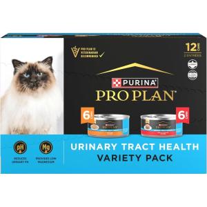 imagePurina Pro Plan Urinary Tract Wet Cat Food Variety Pack Urinary Tract Health Beef and Chicken Entrees  Pack of 12 55 oz Cans