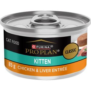 imagePurina Pro Plan Wet Kitten Food Pate Salmon and Ocean Fish Entree  Pack of 24 3 oz PullTop CansChicken  Liver