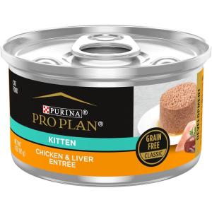 imagePurina Pro Plan Wet Kitten Food Pate Salmon and Ocean Fish Entree  Pack of 24 3 oz PullTop CansGrain Free  Natural Chicken  Liver