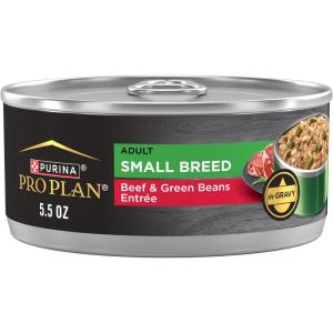 imagePurina Pro Plan Adult Small Breed Beef and Green Beans Entree in Gravy Wet Dog Food for Small Dogs  Pack of 24 55 oz Cans55 Ounce Pack of 24