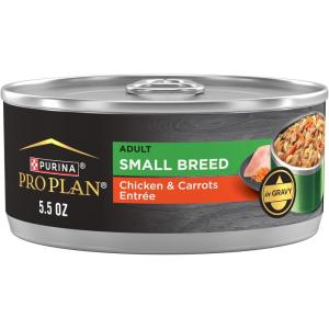imagePurina Pro Plan Adult Small Breed Chicken and Carrots Entree in Gravy Wet Dog Food for Small Dogs  Pack of 24 55 oz Cans