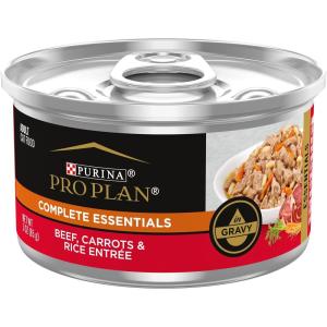 imagePurina Pro Plan Complete Essentials High Protein Cat Food Wet Gravy Chicken and Rice Entree  Pack of 24 55 Oz PullTop CansBeef  Carrots  Rice