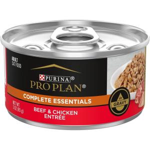 imagePurina Pro Plan Complete Essentials High Protein Cat Food Wet Gravy Chicken and Rice Entree  Pack of 24 55 Oz PullTop CansBeef  Chicken