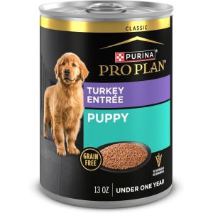 imagePurina Pro Plan Grain Free Wet Puppy Food Classic Chicken Entre  Pack of 12 13 oz CansTurkey