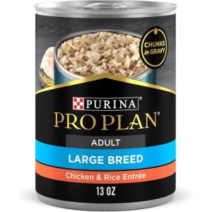 imagePurina Pro Plan Gravy Wet Dog Food for Large Dogs Large Breed Chicken and Rice Entre  Pack of 12 13 oz Cans