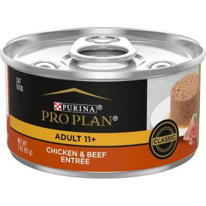 imagePurina Pro Plan High Protein Senior Wet Cat Food Pate SENIOR 11 Chicken ampamp Beef Entree  Pack of 24 3 Oz PullTop CansChicken  Beef