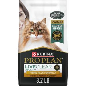 imagePurina Pro Plan LiveClear Senior Cat Food 7 Cat Allergen Reducer Prime Plus Chicken and Rice Formula  55 lb BagChicken  Rice