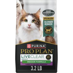 imagePurina Pro Plan LiveClear Senior Cat Food 7 Cat Allergen Reducer Prime Plus Chicken and Rice Formula  55 lb BagNEW Indoor Turkey  Rice