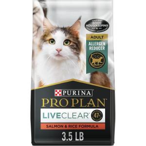 imagePurina Pro Plan LiveClear Senior Cat Food 7 Cat Allergen Reducer Prime Plus Chicken and Rice Formula  55 lb BagSalmon  Rice