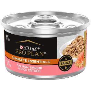 imagePurina Pro Plan Pate Gravy Wet Cat Food COMPLETE ESSENTIALS Salmon Shrimp ampamp Rice Entree in Sauce  Pack of 24 3 oz PullTop CansSalmon  Shrimp  Rice