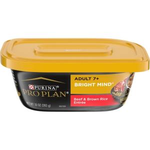 imagePurina Pro Plan Senior Wet Dog Food BRIGHT MIND 7 Beef and Brown Rice Entree  Pack of 8 10 oz Tubs