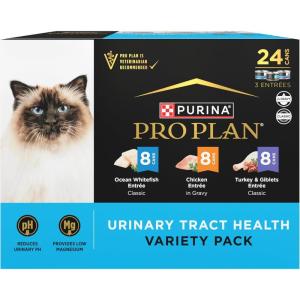 imagePurina Pro Plan Urinary Cat Food Wet Variety Pack Urinary Tract Health Ocean Whitefish Chicken Turkey and Giblets  Pack of 24 3 oz Cans