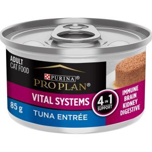 imagePurina Pro Plan Vital Systems Chicken Wet Cat Food Pate 4in1 brain kidney digestive and immune formula  Pack of 24 3 oz CansTuna
