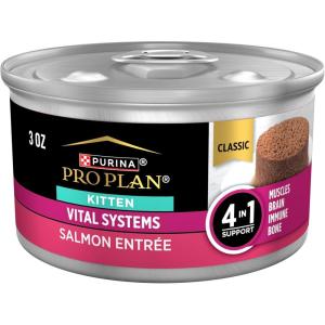 imagePurina Pro Plan Vital Systems Salmon Entree Wet Kitten Food 4in1 Muscles Brain Immune and Bone  Pack of 24 3 oz Cans