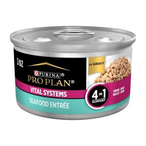 imagePurina Pro Plan Wet Cat Food Vital Systems Chicken Entree in Wet Cat Food Gravy 4in1 Immune Brain Muscle and Vision  Pack of 24 3 oz CansSeafood