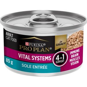 imagePurina Pro Plan Wet Cat Food Vital Systems Sole Entree in Wet Cat Food Gravy 4in1 Immune Brain Muscle and Vision  Pack of 24 3 oz Cans3 Ounce Pack of 24