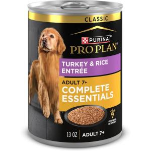 imagePurina Pro Plan Wet Dog Food For Senior Dogs Adult 7 Plus Turkey and Rice Entree Classic  Pack of 12 13 oz Cans13 Ounce Pack of 12