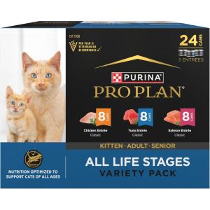 imagePurina Pro Plan High Protein Wet Cat Food Pate All Life Stages Classic Entree Variety Pack