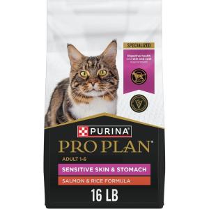 imagePurina Pro Plan Sensitive Skin and Stomach Cat Food Dry Salmon and Rice Formula HighProtein Dry Cat Food for Sensitive Stomachs 16 Pound Pack of 1