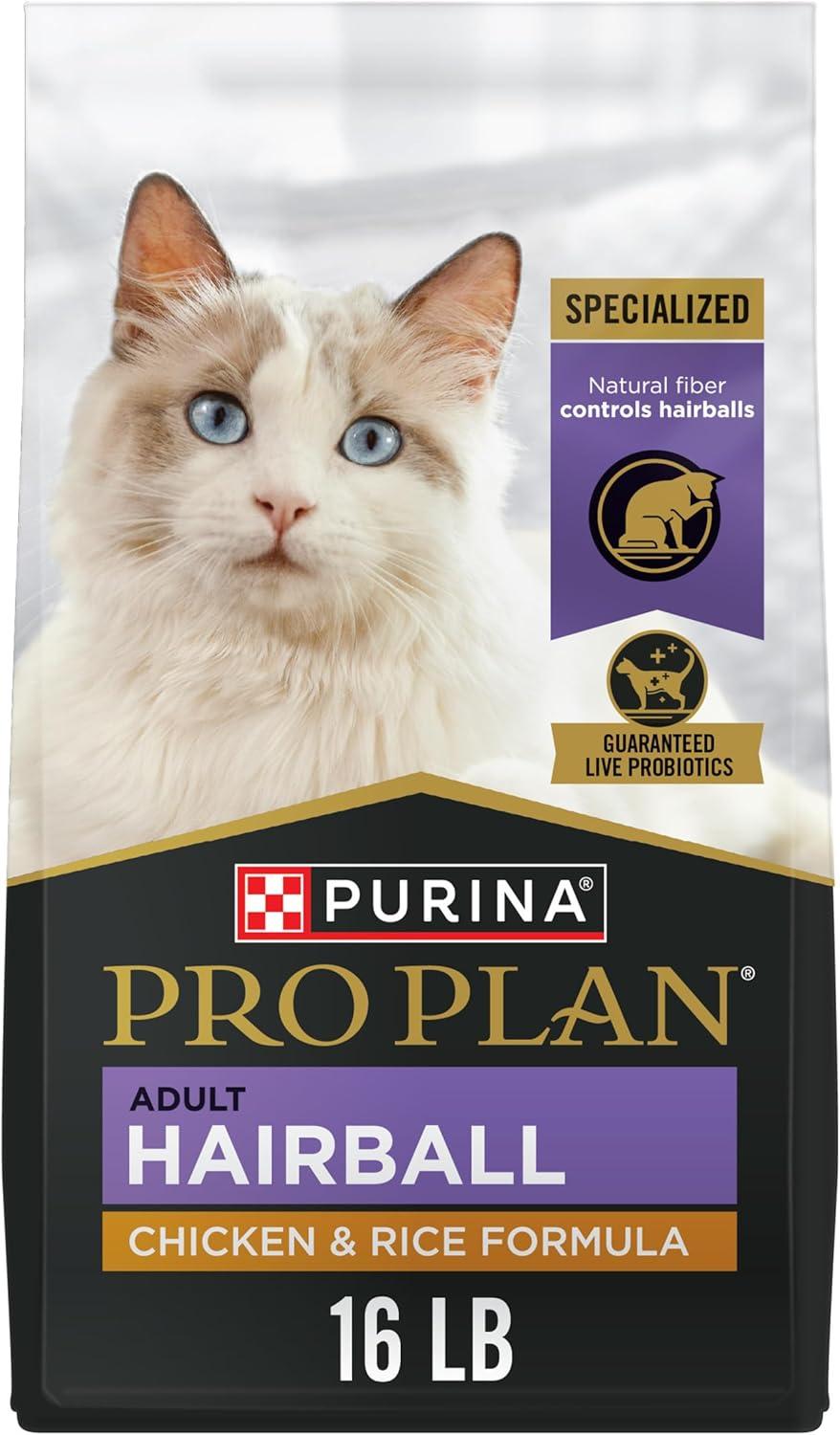 imagePurina Pro Plan Adult Hairball Control Cat Food Chicken and Rice Formula  16 lb BagChicken  Rice