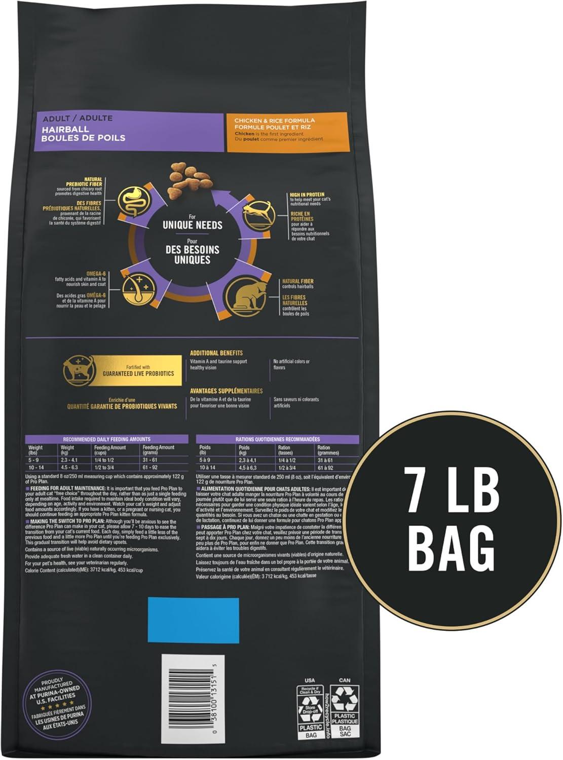 imagePurina Pro Plan Adult Hairball Control Cat Food Chicken and Rice Formula  16 lb BagChicken  Rice