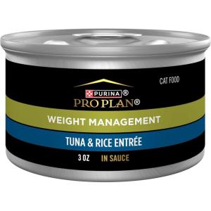 imagePurina Pro Plan Adult Weight Management Tuna and Rice Entree in Sauce Weight Control Cat Food 3 Ounce Pack of 24