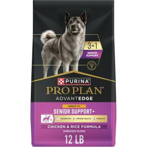 imagePurina Pro Plan AdvantEDGE Senior Support Plus Shredded Blend Chicken and Rice Formula Dry Dog Food  12 lb Bag
