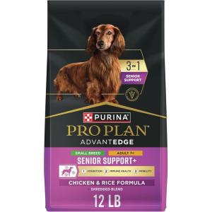 imagePurina Pro Plan AdvantEDGE Senior Support Plus Small Breed Shredded Blend Chicken and Rice Formula Dry Dog Food  12 lb Bag