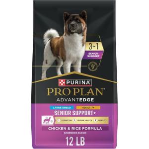 imagePurina Pro Plan AdvantEDGE Senior Support Plus Large Breed Shredded Blend Chicken and Rice Formula Dry Dog Food  12 lb Bag
