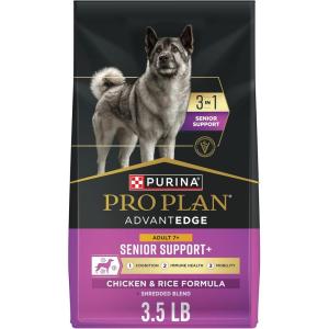 imagePurina Pro Plan AdvantEDGE Senior Support Plus Shredded Blend Chicken and Rice Formula Dry Dog Food  35 lb Bag