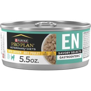imagePro Plan Veterinary Diets Purina EN Gastroenteric Feline Formula Savory Selects in Sauce with Chicken Wet Cat Food  Pack of 24 55 oz Cans