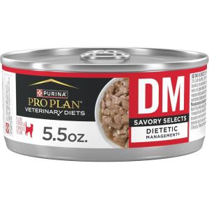 imagePurina Pro Plan Veterinary Diets DM Dietetic Management Savory Selects Feline Formula Wet Cat Food  Pack of 24 55 oz Cans