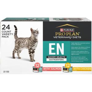 imagePurina Pro Plan Veterinary Diets EN Gastroenteric Feline Formula Savory Selects in Sauce Variety Pack Wet Cat Food  Pack of 24 55 oz Cans