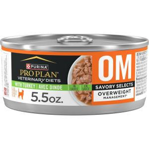 imagePurina Pro Plan Veterinary Diets OM Overweight Management Savory Selects With Turkey Feline Formula Wet Cat Food  Pack of 24 55 oz CansTurkey