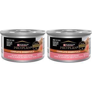 imagePurina Pro Plan PateGravy Wet Cat FoodComplete Essentials SalmonShrimp amp Rice Entree in Sauce  3 oz PullTop CansPack of 483 Ounce Pack of 48